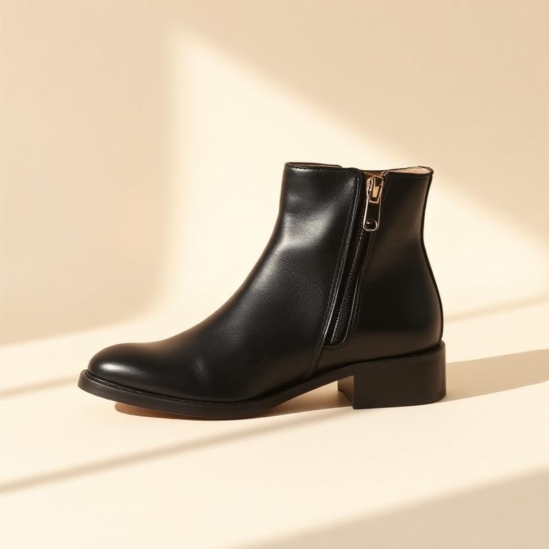 Bota Cano Curto Couro Preta Feminina